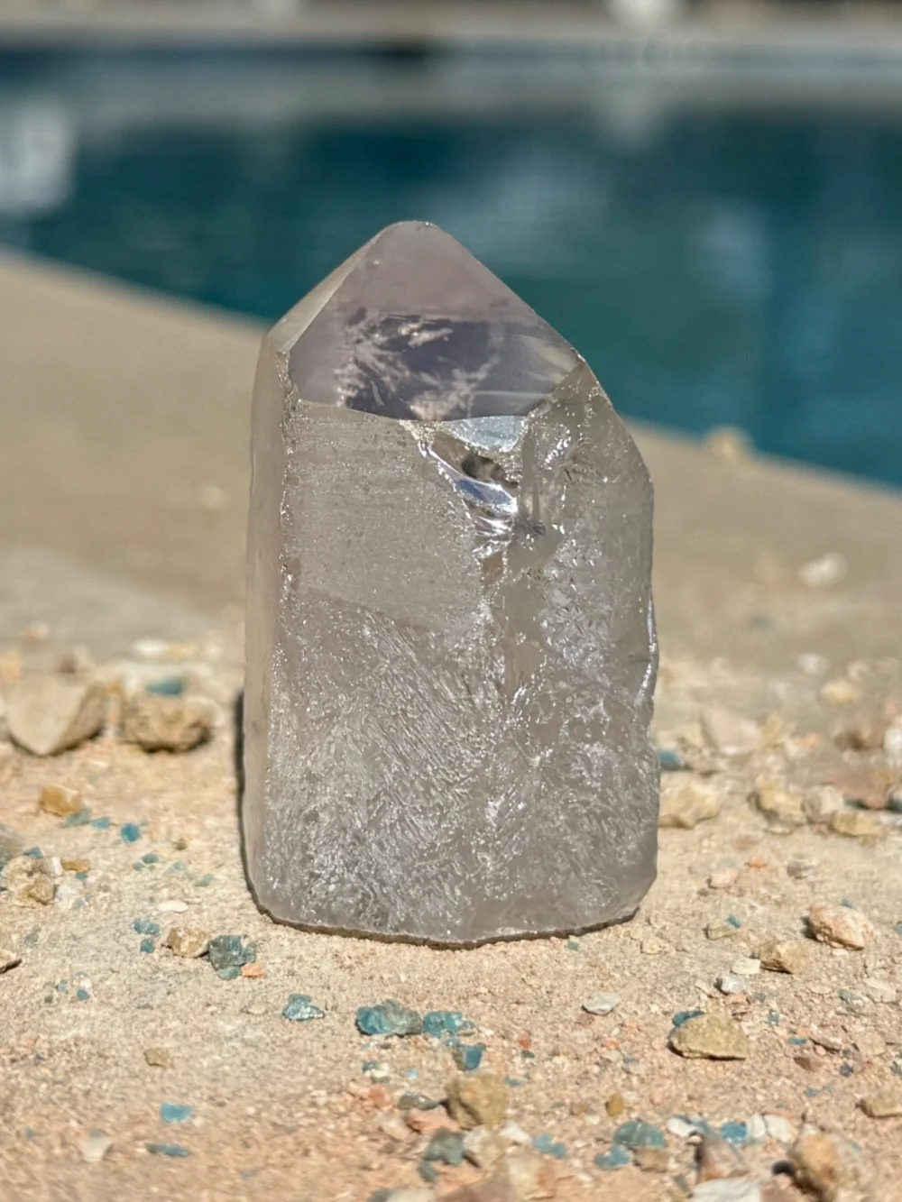 Bahia Angel Aura Grey Garden Phantom Quartz Crystal Point Tower
